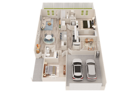 Floor plan for 3 beds, 2 baths, 1429 sqft